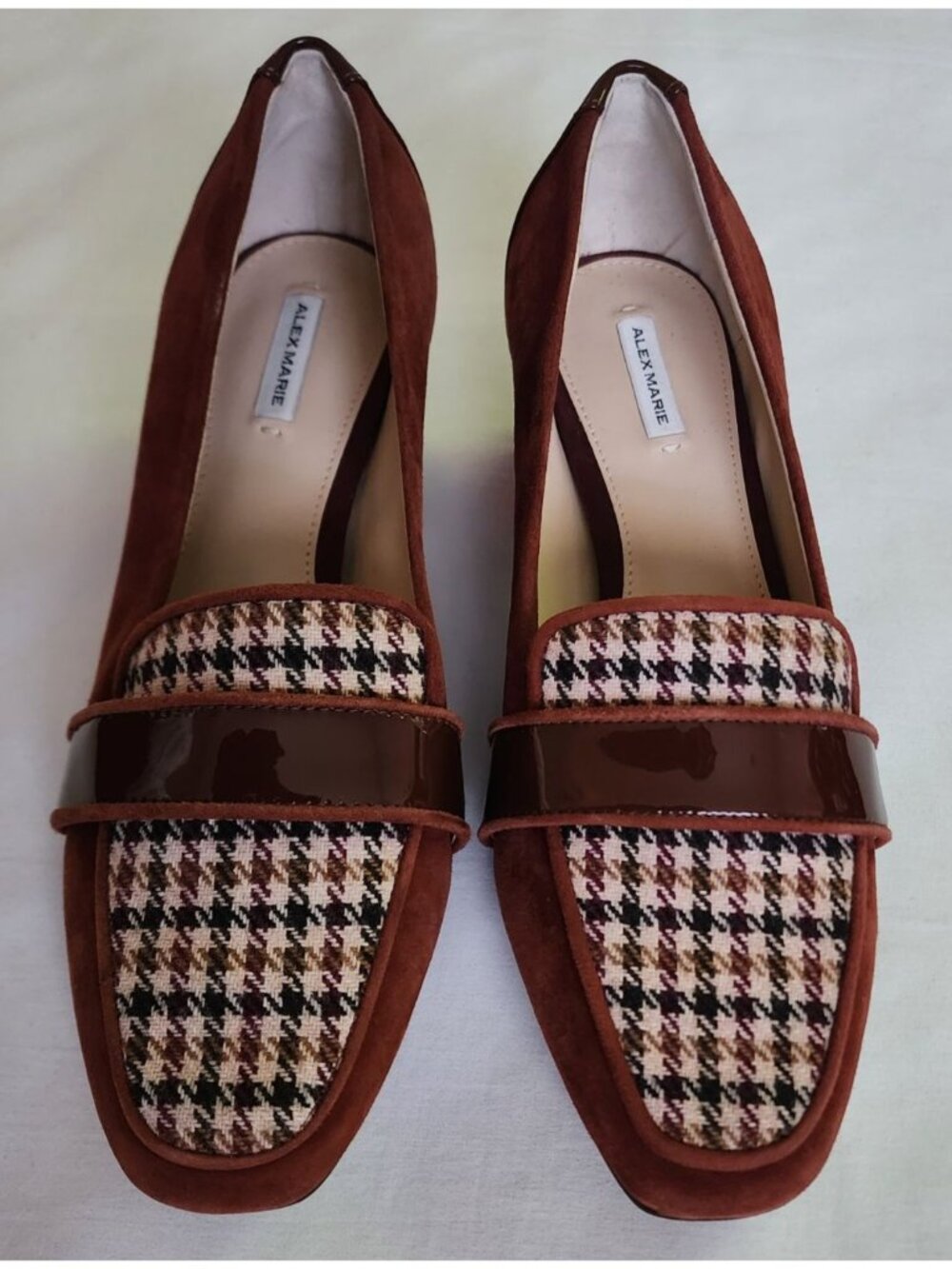 Alex Marie Women's Phaidia Suede Houndstooth Block Heel Loafer Pumps Size 8.5M - Picture 4 of 16